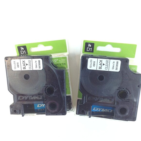 DYMO D1 Standard Labels 1/2" x 23' Black on Clear 2 Pack - Picture 11 of 15